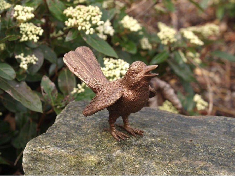 Non Branded Bronzen beeldje vogel tuinbeeld brons van een vogeltje exclusief