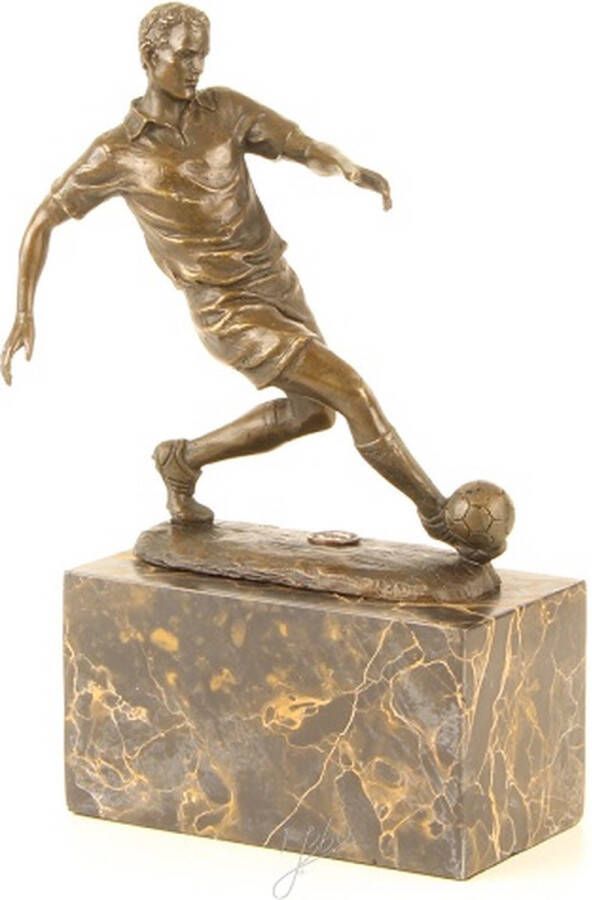 Non Branded Een bronzen beeld sculptuur van een voetbal speler voetbalbeeld