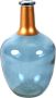 Countryfield Bloemenvaas Firm Big Bottle blauw transparant koper glas D15 x H25 cm Vazen - Thumbnail 1