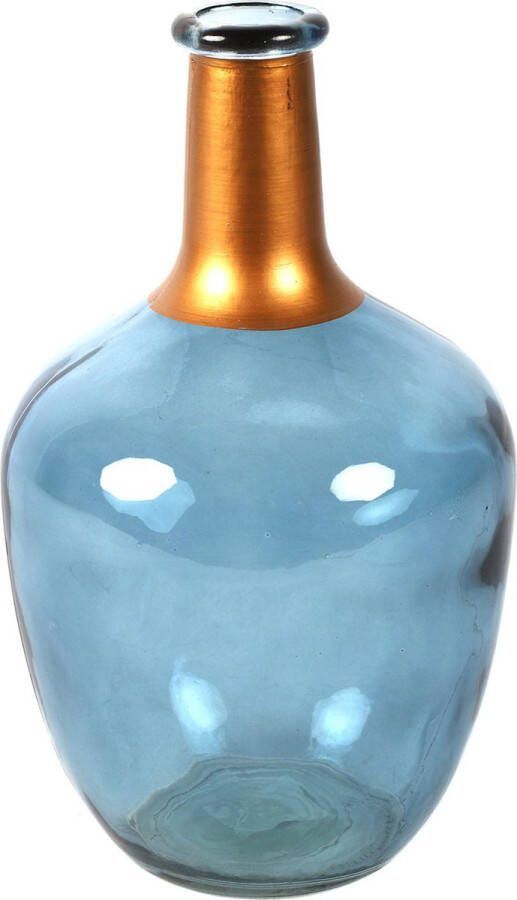 Countryfield Bloemenvaas Firm Big Bottle blauw transparant koper glas D15 x H25 cm Vazen