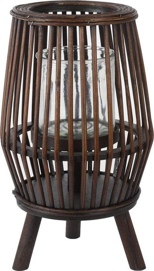 Non Branded Non-branded Windlicht Jenna 20 X 20 X 32 Cm Hout Bruin