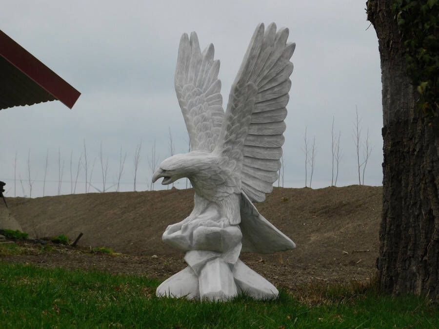 Non Branded Tuinbeeld adelaar groot steen met vleugels omhoog