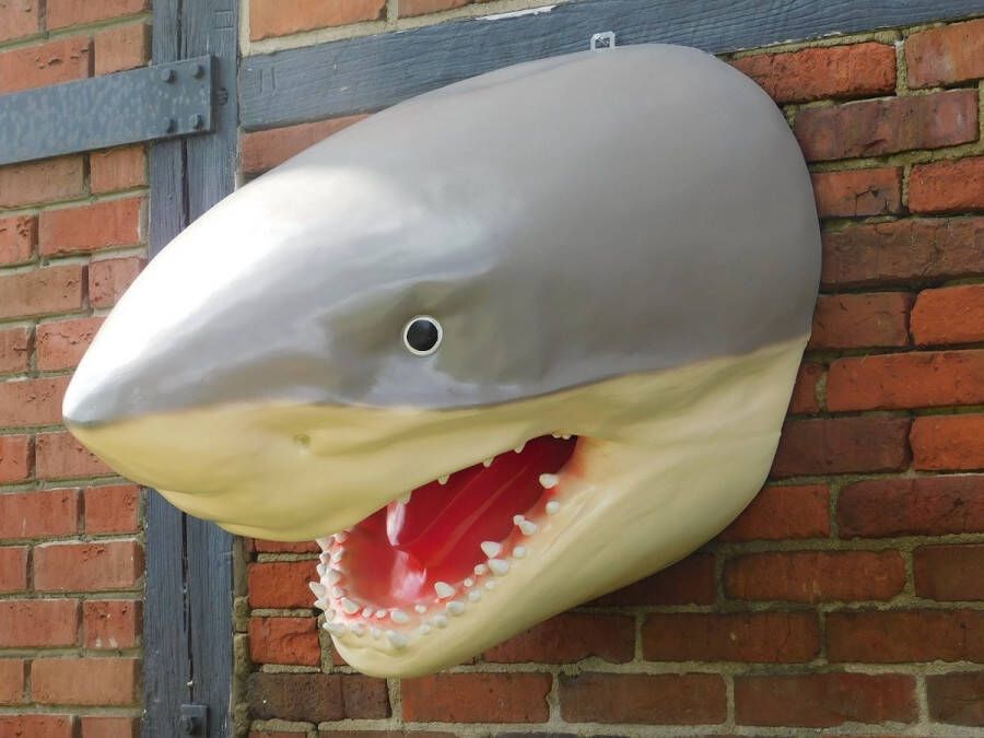 Non Branded Wanddecoratie haai beeld tuinbeeld haaienkop groot