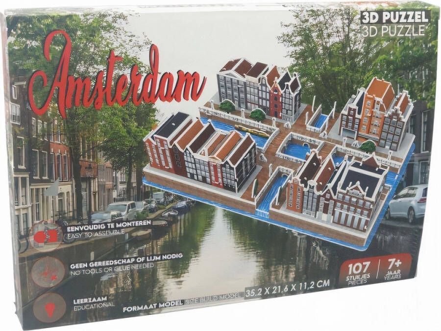 SpellenRijk Pro-Lion 3D-puzzel Amsterdam 35 2 cm karton bruin 107 stukjes