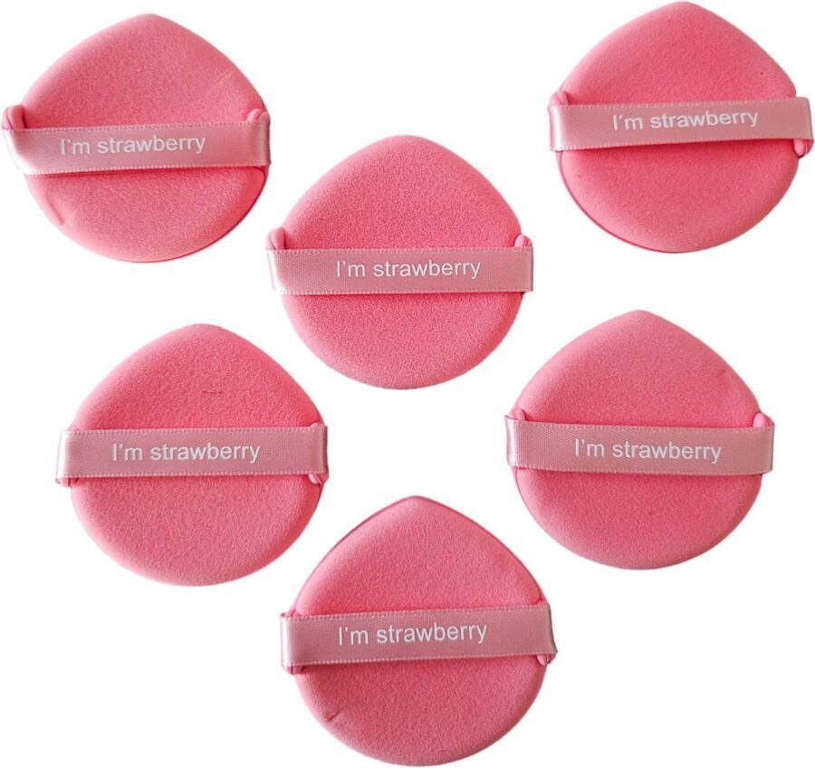 Non Merk Powder Puff Make-up Sponsje Beauty Blender Poederspons Powder Puff Ronde 6 stuks -Donker Roze