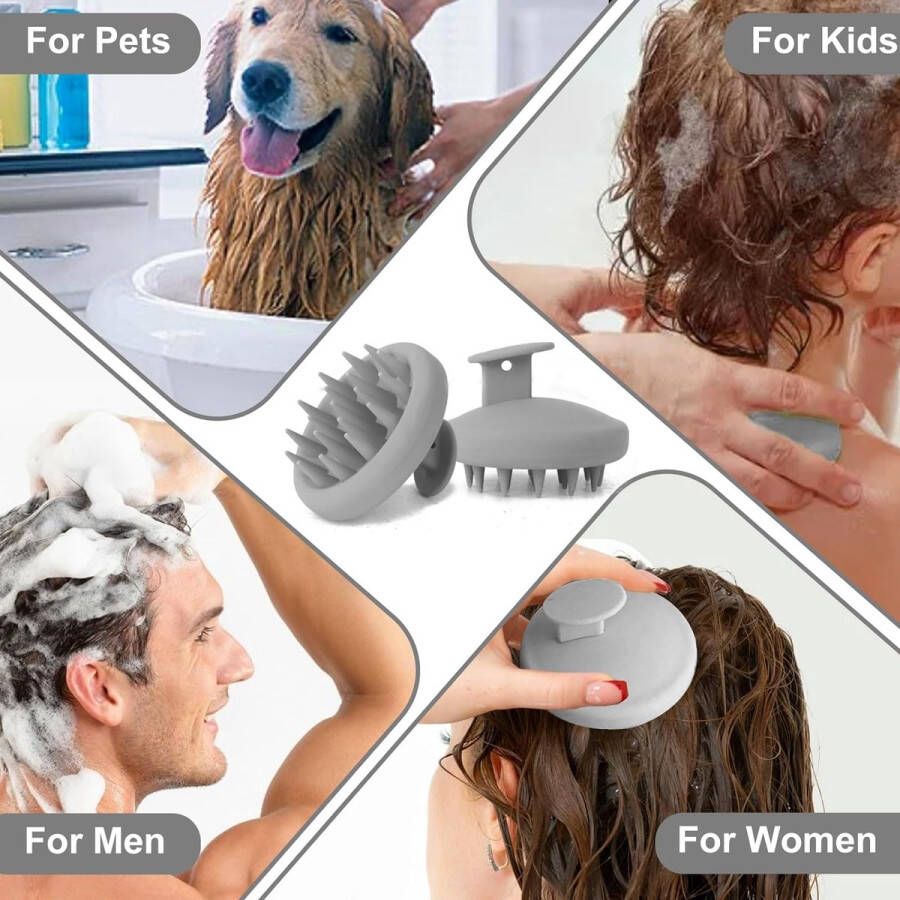 Non Merk Premium Siliconen Haarborstel Shampoo Brush Scalp Massager Massage No Dandruff Flaky Brush Hair Brush Hairbrush Haarverzorging Anti Roos Haargroei Gezonde Hoofdhuid Scrub Grijs