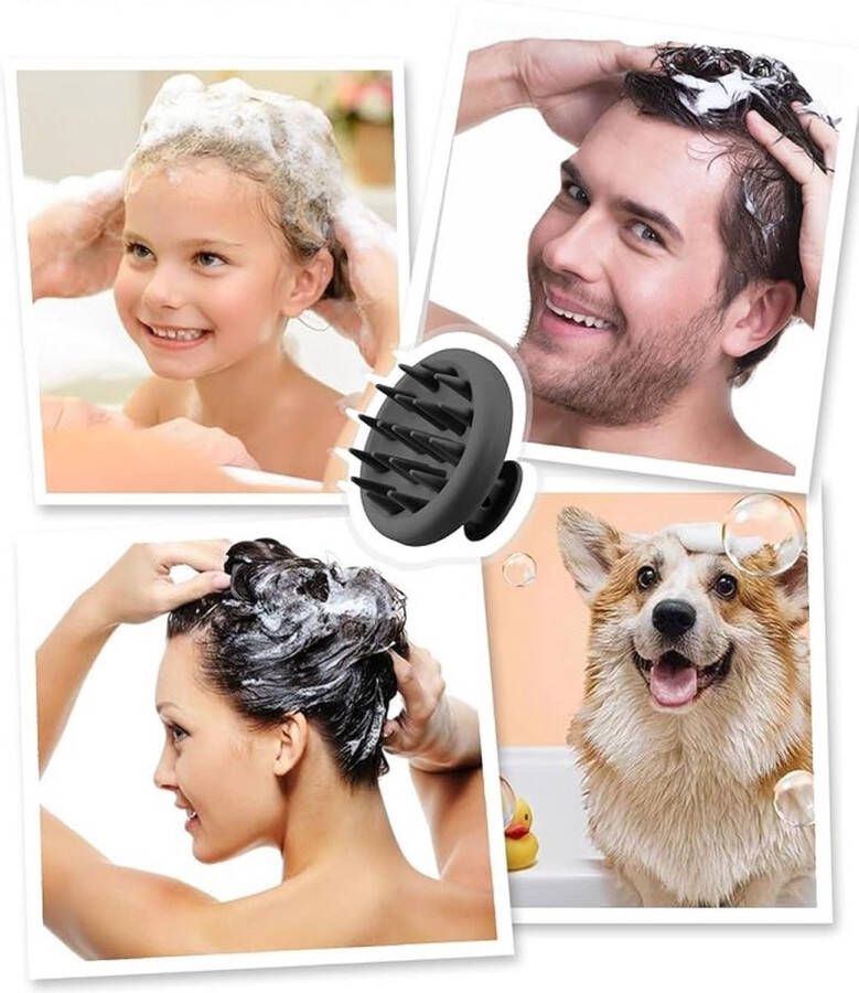 Non Merk Premium Siliconen Haarborstel Shampoo Brush Scalp Massager Massage No Dandruff Flaky Brush Hair Brush Hairbrush Haarverzorging Anti Roos Haargroei Gezonde Hoofdhuid Scrub Zwart