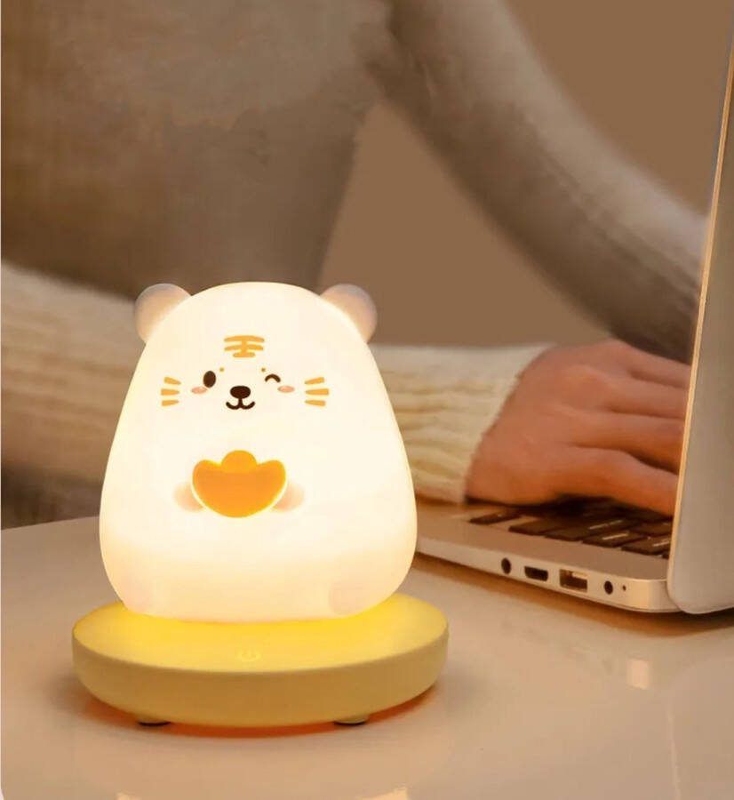 Non Merk Schattig nachtlampje kat USB siliconen kinder slaaplampje oplaadbaar slaapkamer bed sfeerlicht woondecoratie woonkamer
