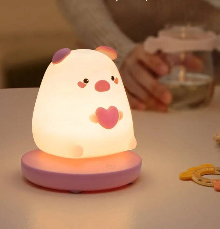 Non Merk Schattig nachtlampje USB siliconen kinders slaaplampje oplaadbaar slaapkamer bed sfeerlicht woondecoratie woonkamer