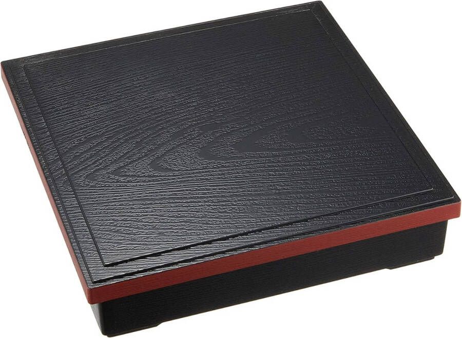 Non Zwart Rode Bento Box – Lacquerware – 25.5 x 25.5cm