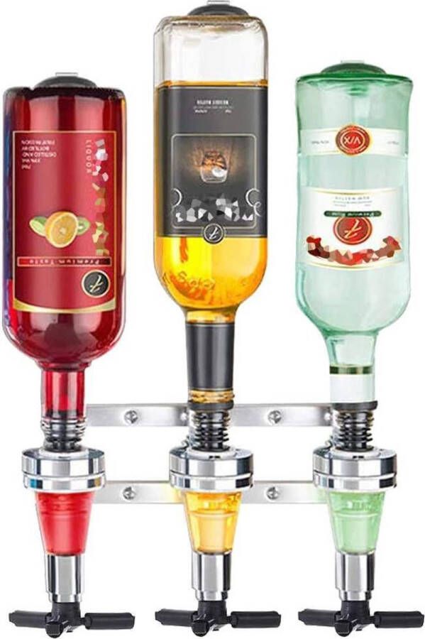 GS Quality Products Nonna muurdispenser drankdispenser aluminium bar butler voor 3 flessen