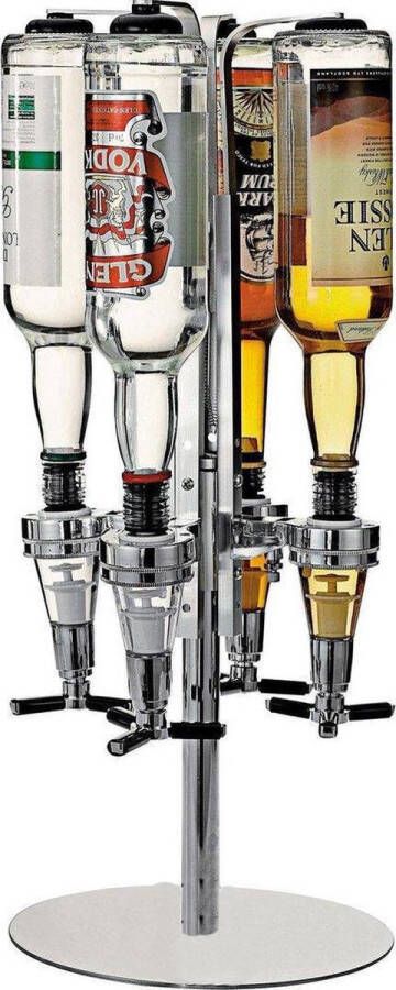 GS Quality Products Nonna drankcarroussel drankdispenser aluminium bar butler voor 4 flessen