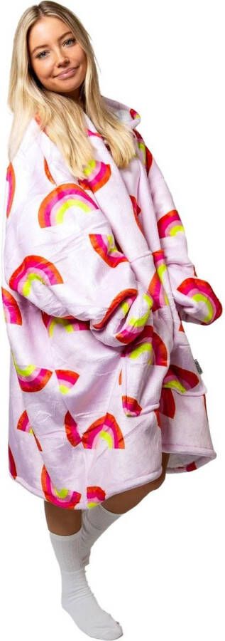 Noony Comfort Wear Noony Rainbow oversized hoodie deken plaids met mouwen fleece deken met mouwen ultrazachte binnenkant hoodie blanket snuggie one size fits all oodie