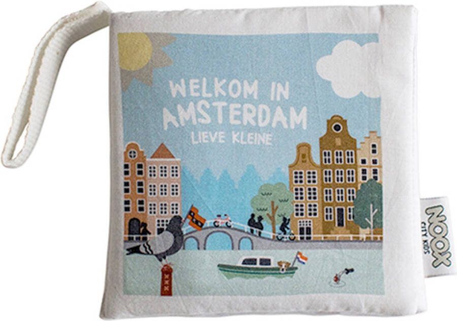 NOOX City Kids Zacht Babyboekje Amsterdam 100% katoen fairly made in mooie geschenkverpakking duurzaam en origineel kraamcadeau