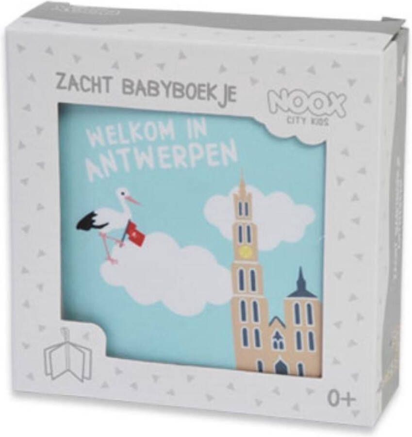 NOOX City Kids Zacht Babyboekje Antwerpen in mooie geschenkverpakking fairly made duurzaam en origineel kraamcadeau