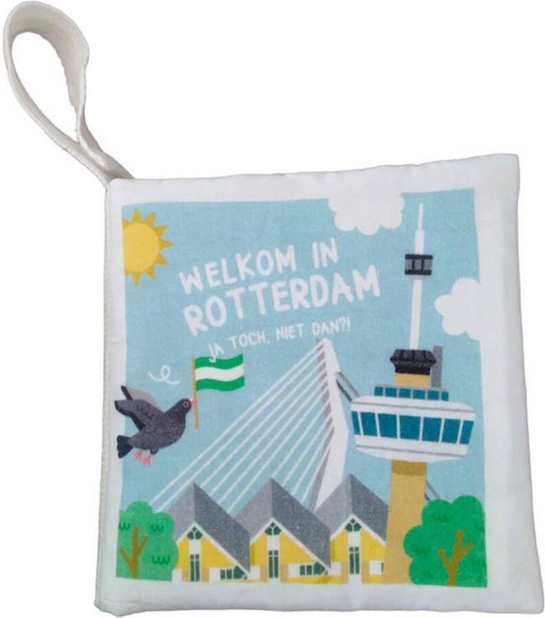 NOOX City Kids Zacht Babyboekje Rotterdam fairly made in geschenkverpakking van kraft karton duurzaam en origineel kraamcadeau