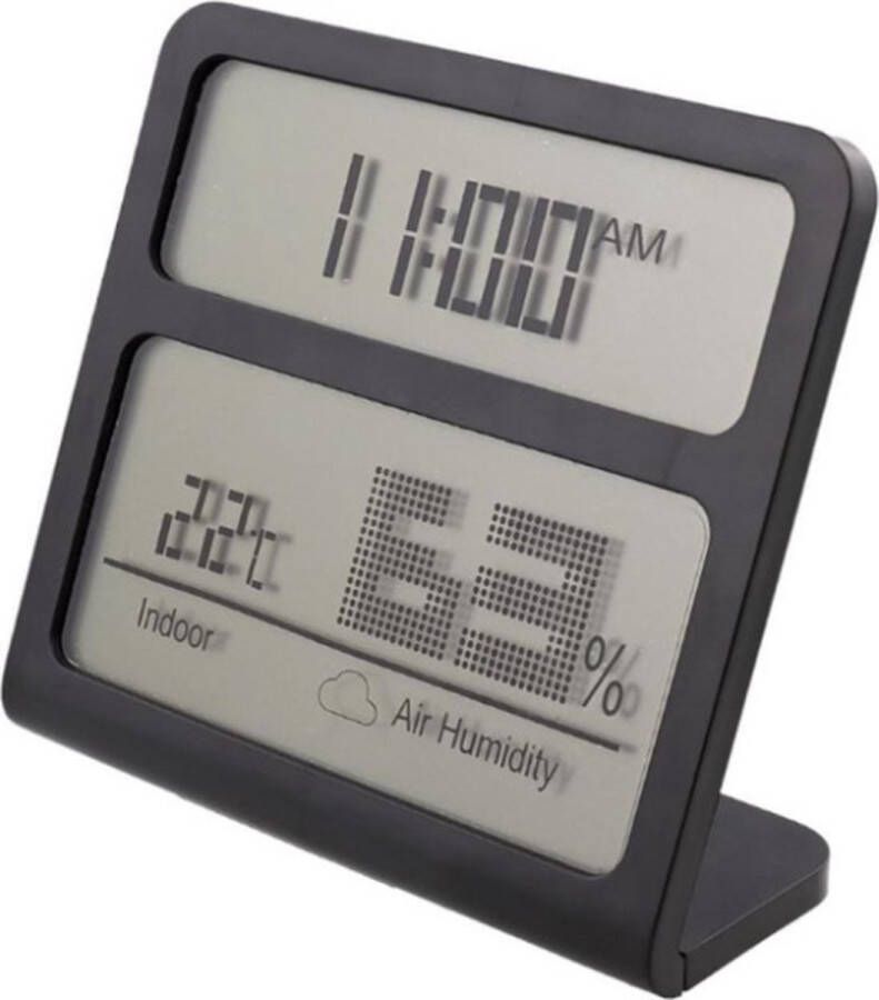 Nor Tec Thermometer Binnen Thermometer met Klok Digitale thermometer 1x Zwart.