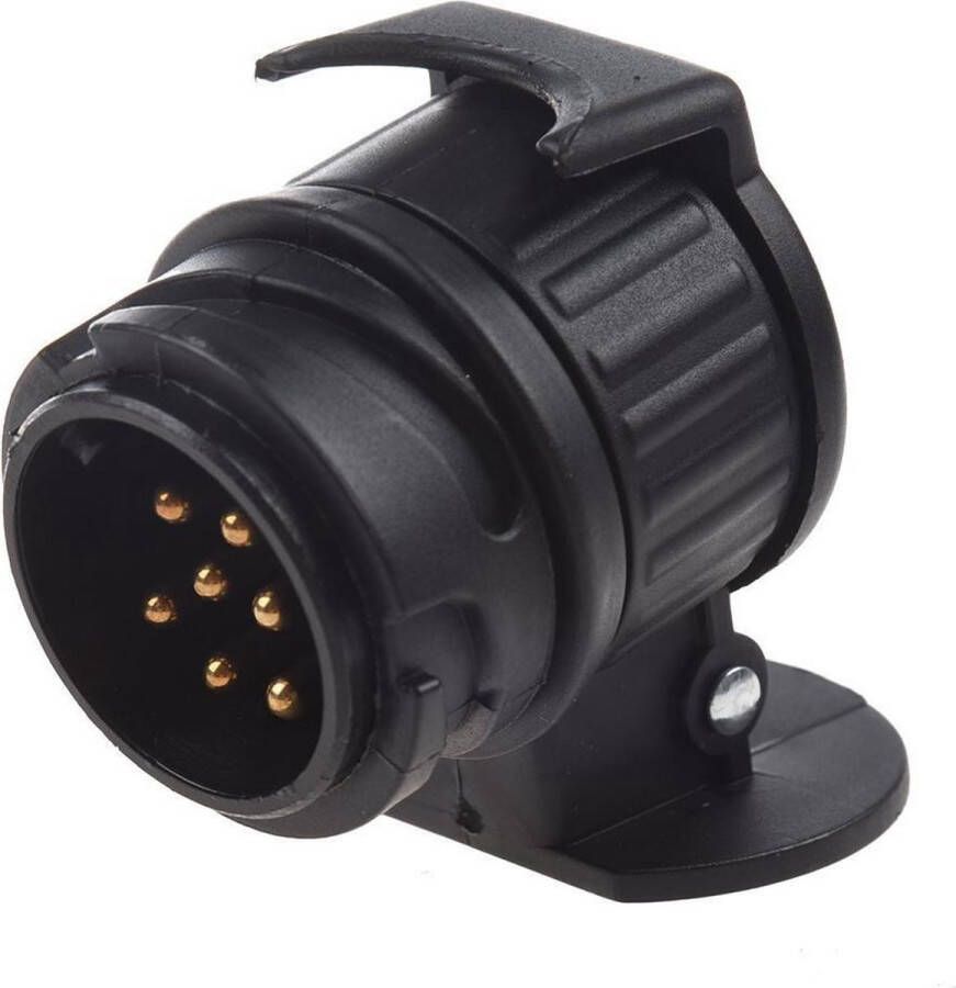 Nor Tec Universele Caravan Stekker 13-7 Pins met Klepje – 12V – Zwart 13 Polig naar 7 Polig Caravan Adapter 12 Volt Aanhangwagen Stekker Caravanstekker Aanhanger en Fietsendrager Accessoires Trailer Stekkeradapter Stekkerdoos