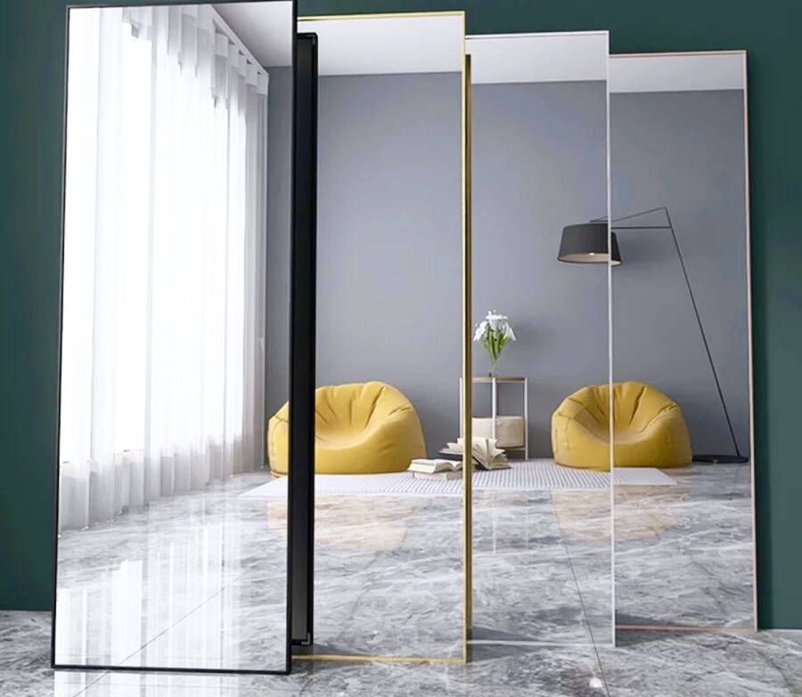 Nordic Style Rechthoekige spiegel 180x80cm Greige passpiegel staande spiegel wandspiegel Grote spiegel XL spiegel Beige