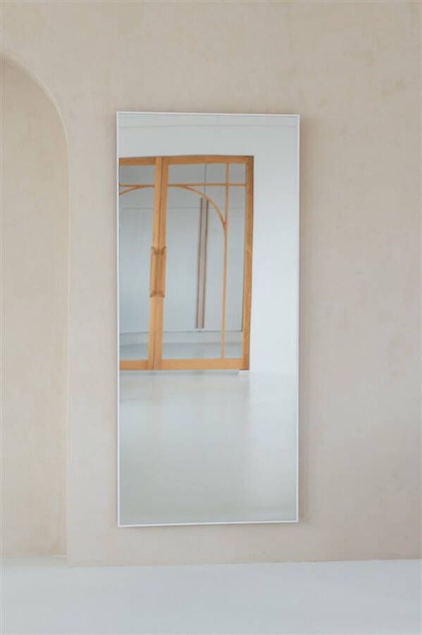 Nordic Style Rechthoekige spiegel 180x80cm Mat wit Passpiegel Grote spiegel Wandspiegel Staande spiegel XL