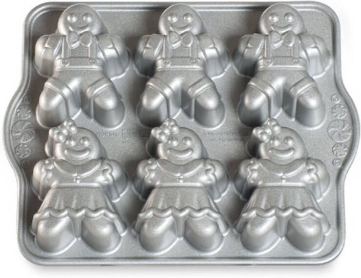 Nordic Ware Bakvorm Gingerbread Kids Cakelet Pan Sparkling Silver Holiday