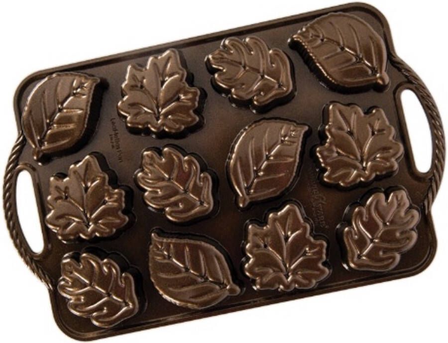 Nordic Ware Bakvorm Leaflettes Cakelet Pan Fall Harvest Bronze
