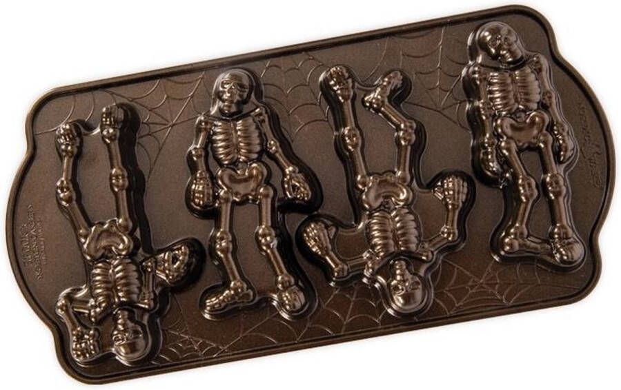Nordic Ware Bakvorm Spooky Skeleton Cakelet Pan | Fall Harvest Bronze