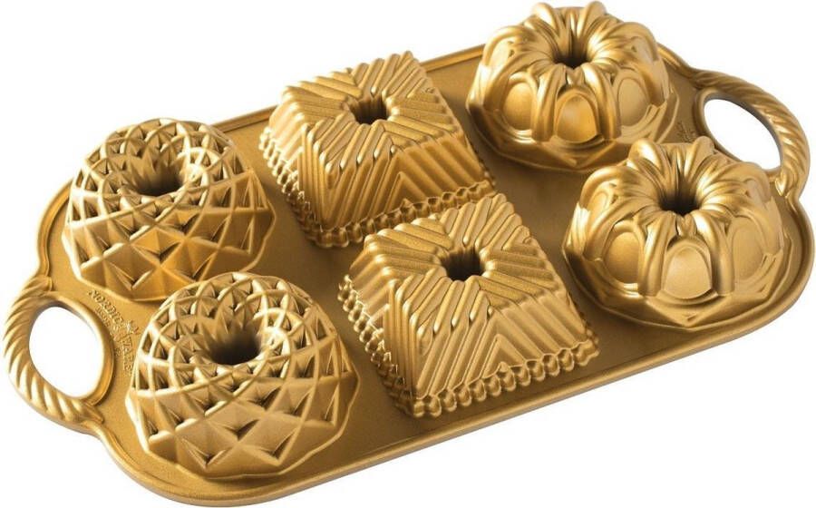 Nordic Ware Tulband Bakvorm Geo Bundtlette Pan | Premier Gold