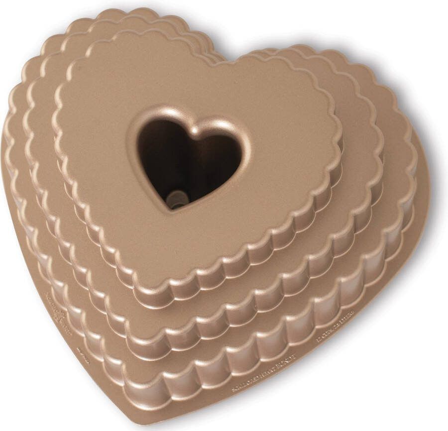 Nordic Ware Tulband Bakvorm Tiered Heart Bundt Koper 27 x 25 cm 2.8 liter
