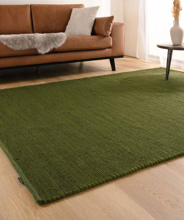 Nordic Weavers Wollen vloerkleed Lett groen 160x230 cm