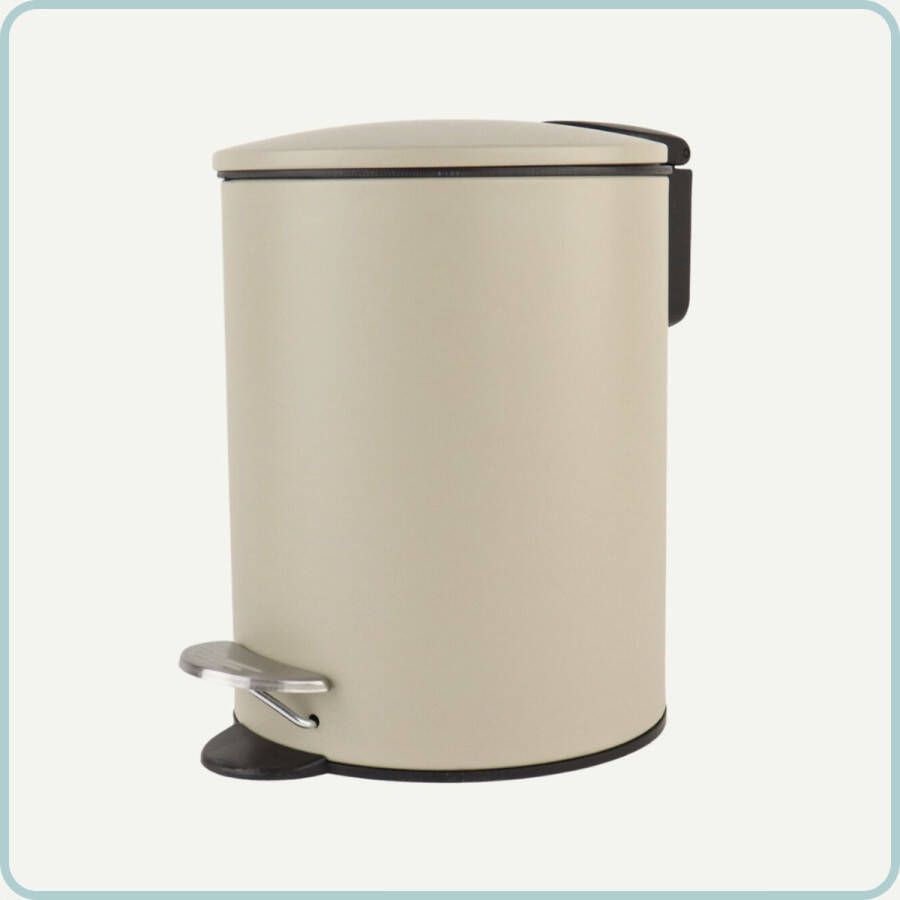NORDIX Pedaalemmer 3 Liter Badkamer Toilet Beige Metaal