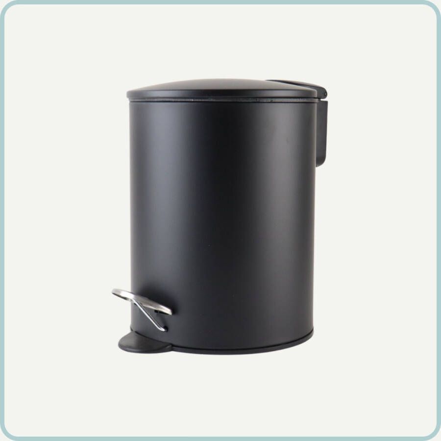 NORDIX Pedaalemmer 3 Liter Badkamer Toilet Zwart Metaal