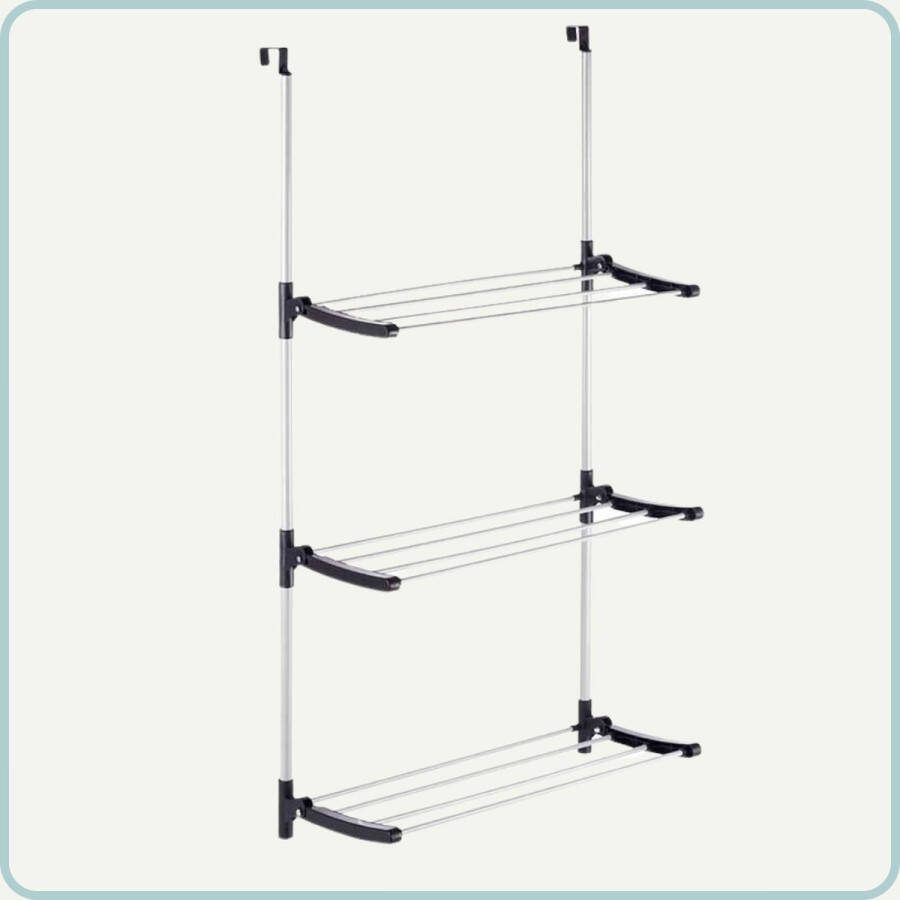Nordix Wasrek Droogrek Deur Inklapbaar Wanddroogrek Hangend Wit 61.50x30x125cm Metaal Kunststof W...