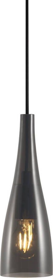 Nordlux Embla hanglamp flesvormig rookglas Ø10 cm E27 zwart