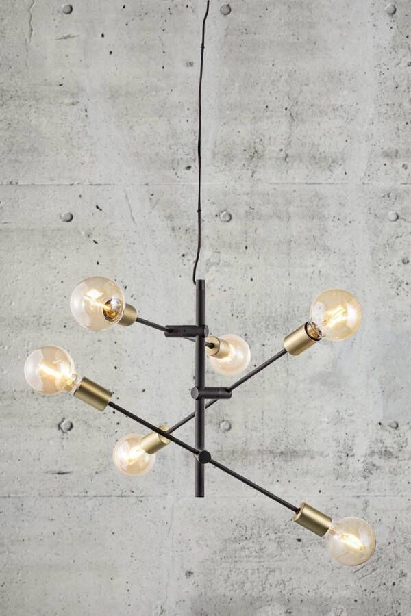 Nordlux Josefine hanglamp | zeslichts | E27 | in hoogte verstelbaar | zwart