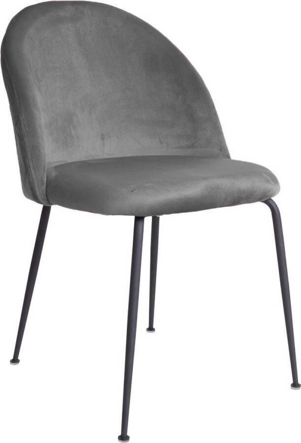 Norrut Set van 2 Geles eetkamerstoel grijs velours zwarte poten.
