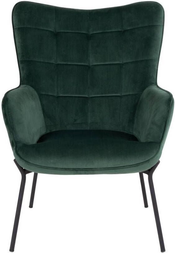 Hioshop Glow fauteuil groen velours zwarte poten.