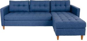 Hioshop Marino 3-zitsbank Met Chaise Longue Links Stof Blauw.