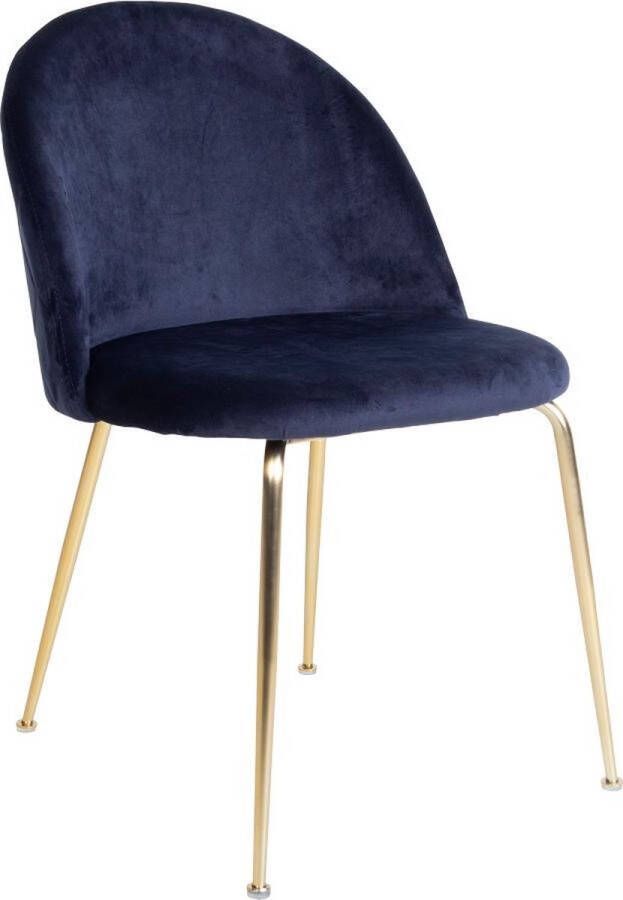 Norrut Set van 2 Geles eetkamerstoel blauw velours poten in messing look.