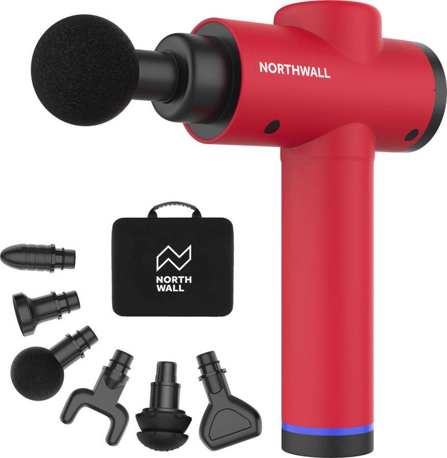 Northwall Massage Gun Professioneel Prime Massage Pistool Inclusief Koffer en 6 Opzetstukken Krachtig en Draadloos Sport en Relax Massage Apparaat