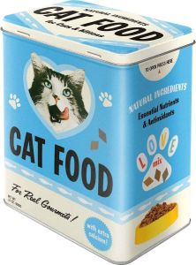 Nostalgic Art Merchandising Bewaar Blik In Relief Cat Food Leuk voor de katten snoepjes of brokjes