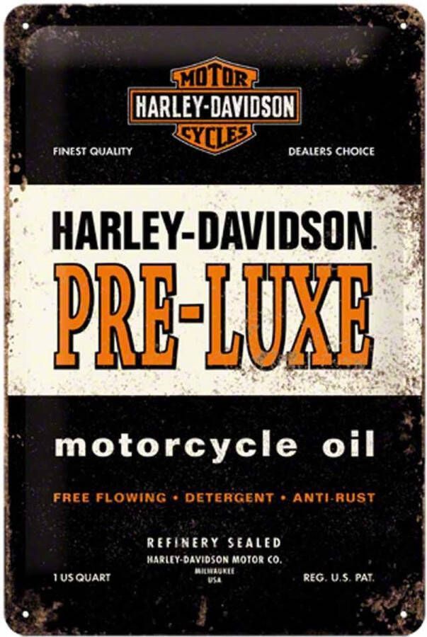 Nostalgic Art Merchandising Harley-Davidson Pre-Luxe Motorcycle Oil Metalen wandbord in reliëf 20x30 cm