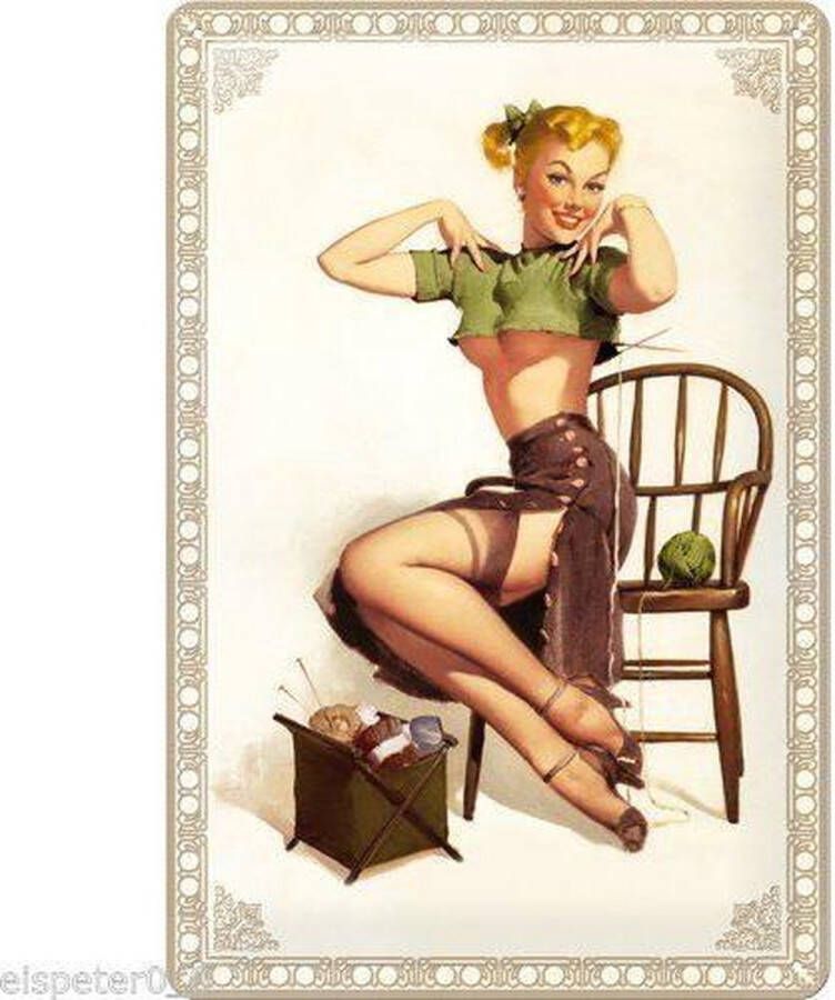 Nostalgic Art Merchandising Pin Up Girl Metalen wandbord in reliëf 20 x 30 cm