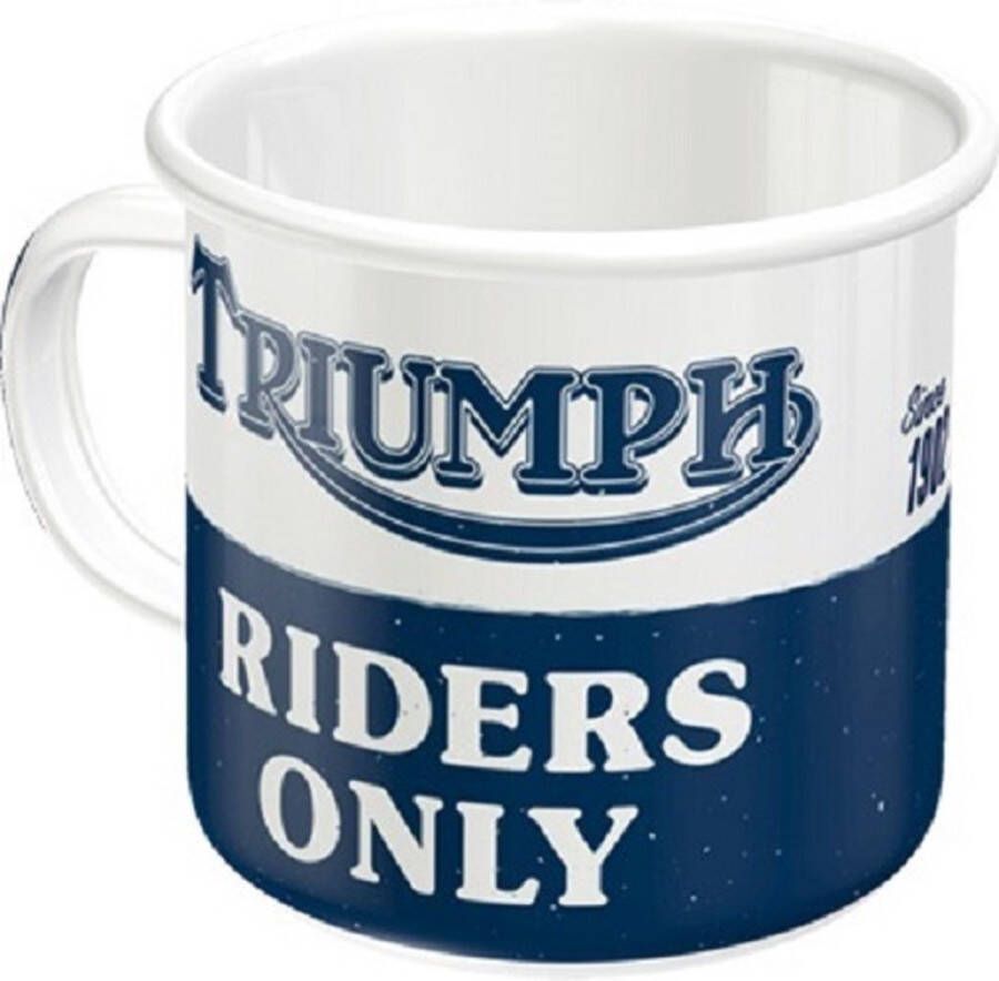 Nostalgic Art Merchandising Triumph Riders Only. Emaille Drinkbeker H 8 Ø 8 cm
