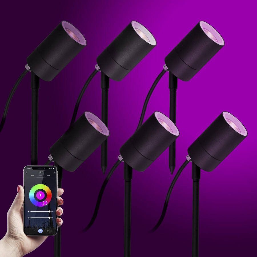 KS Verlichting Multicolour Tuinspot LED Pin set met WIFI (6-stuks)