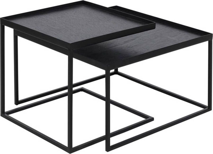 Notre Monde tray bijzettafels z plateau 39x39x38 + 52x52x31cm set van 2