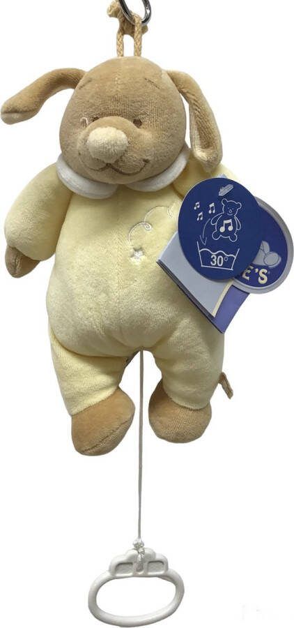 Noukie's muziekdoos Beer Edgar geel lengte 22 cm