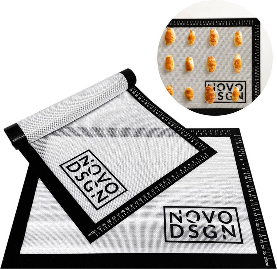 Nova Design Siliconen Bakmat Ovenmat Deegmat | 2-pack 40x30 | Anti kleef bakpapier | Zwart