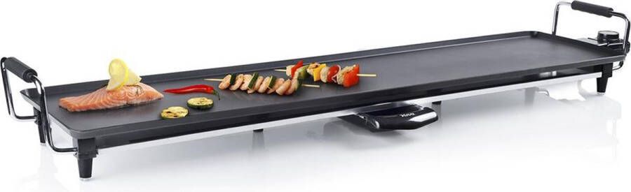 Nova Group Nova Gourmet Gourmetset 1 meter Grillplaat Gourmetstel 10 Personen Voor grillen bakken of gourmetten Table Chef XXL 1800 Watt 1.85 Meter Snoer