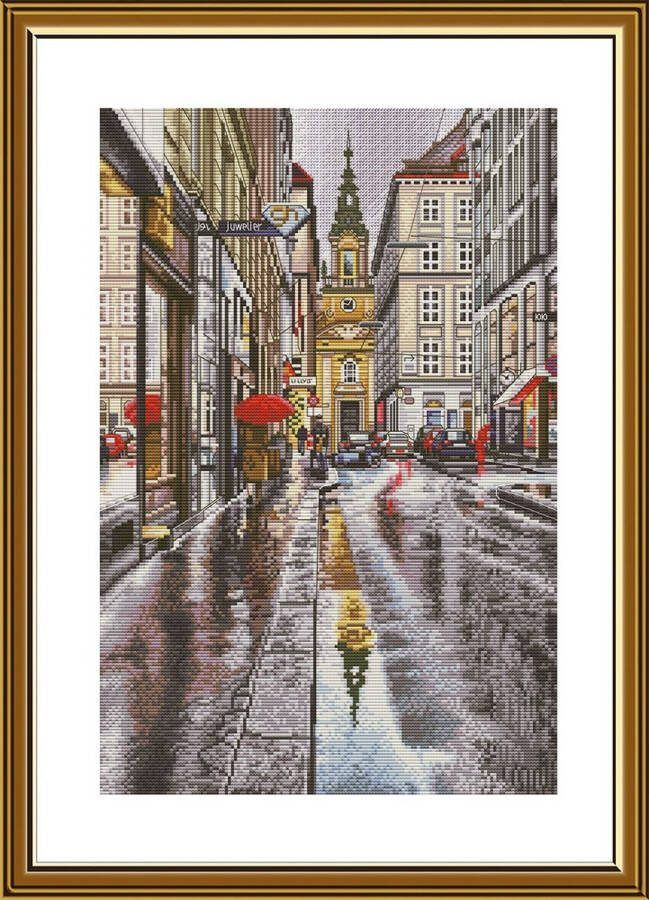 Nova Sloboda Borduurpakket In the rain In de Regen 14 count